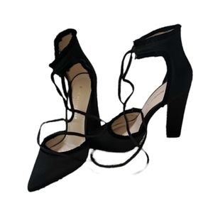 Shoe Republic Womens 4" Heel Black Pointed Toe Sandals Shoe 6.5- 7